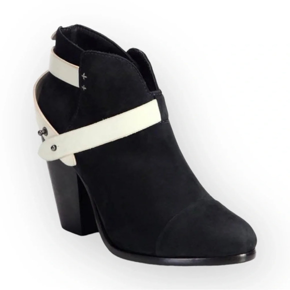 Rag & Bone Black  Two Tone Nubuck Belted Harrow Ankle Bootie 35 - Picture 1 of 10